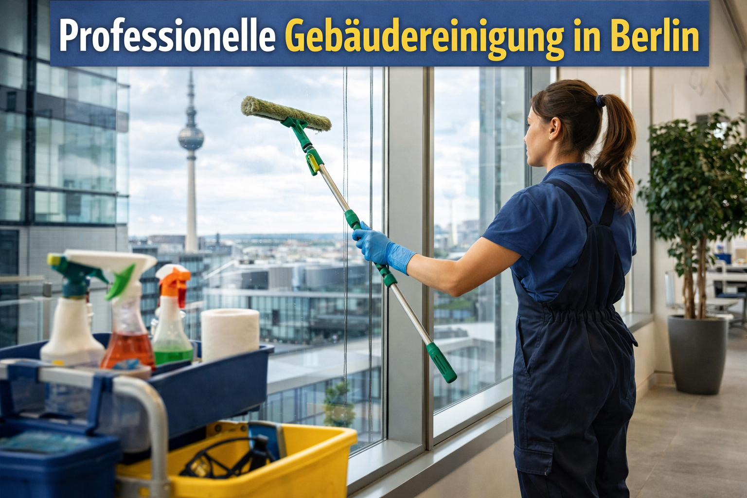 Reinigungskraft bei der Fenster- und Gebäudereinigung