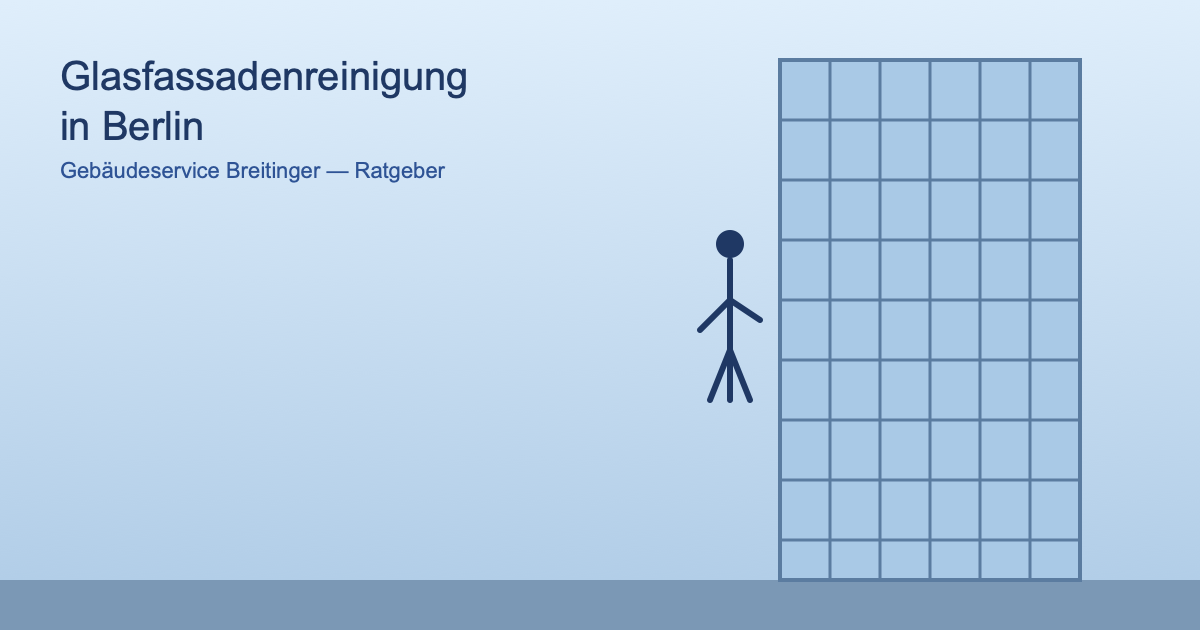 Symbolgrafik Glasfassadenreinigung mit Fachkraft an Seilzugangstechnik vor Glasgebäude