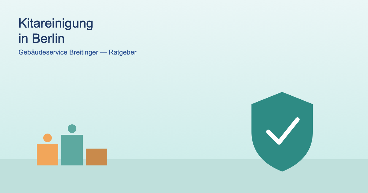 Symbolgrafik Kitareinigung mit Hygiene-Schild und bunten Bauklötzen