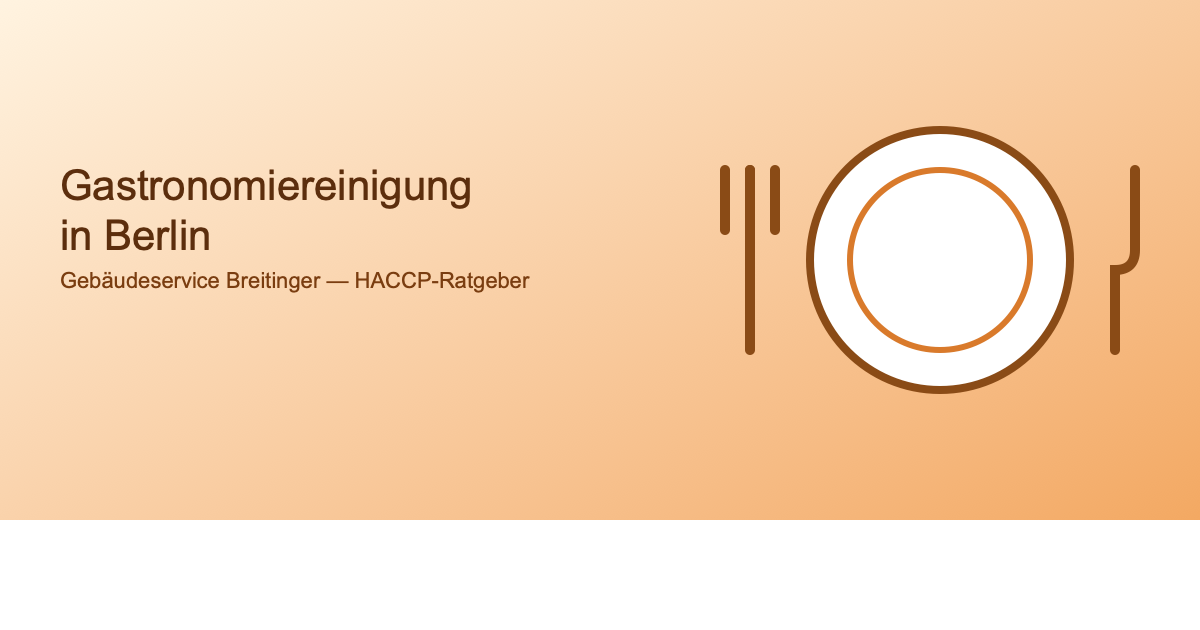 Post10 Featured Gastronomiereinigung Berlin – Titelgrafik mit Teller und Besteck auf orangefarbenem Verlauf