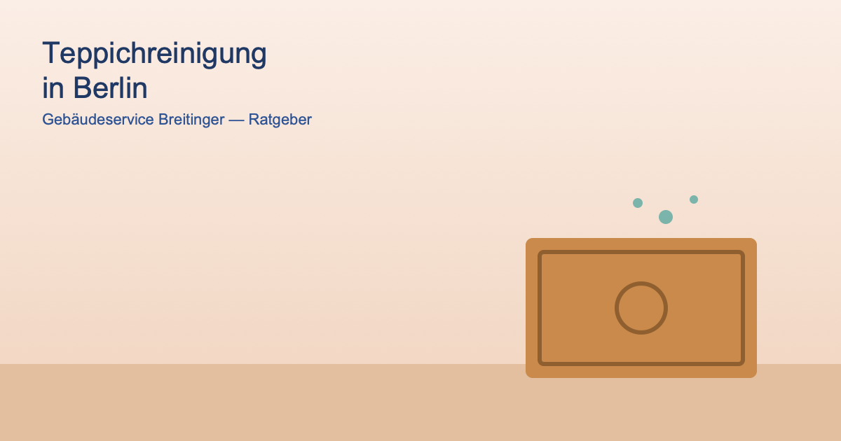 Symbolgrafik Teppichreinigung mit stilisiertem Teppich und Reinigungsblasen